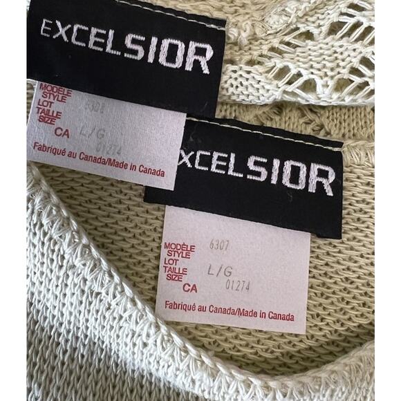 Vintage 2pc Open Lace Crochet Top & Tank Set Boho Cottagecore Country sz L - Picture 7 of 8